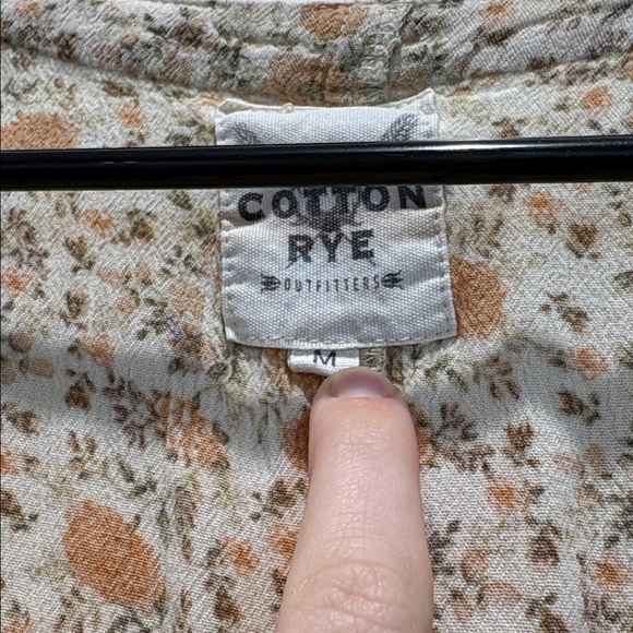 Cotton Rye Floral Half Button Up Tie Waist Midi Dress in Yellow Cream and Green - Picture 2 of 6